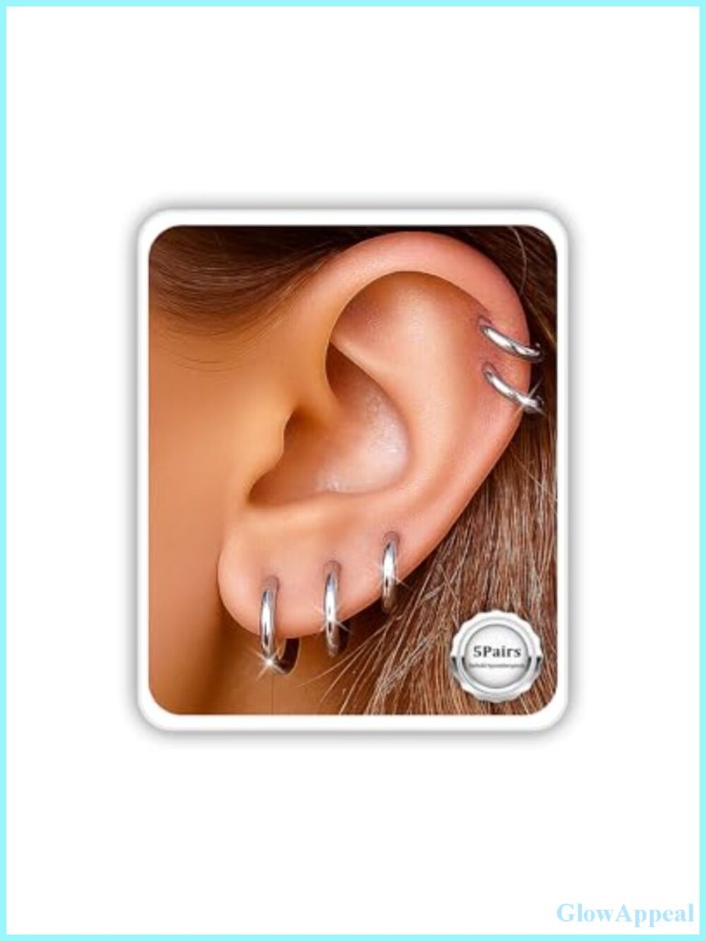 Surgical Steel Huggie Hoop Earrings Set 6-10mm Flat Back Studs for Cartilage